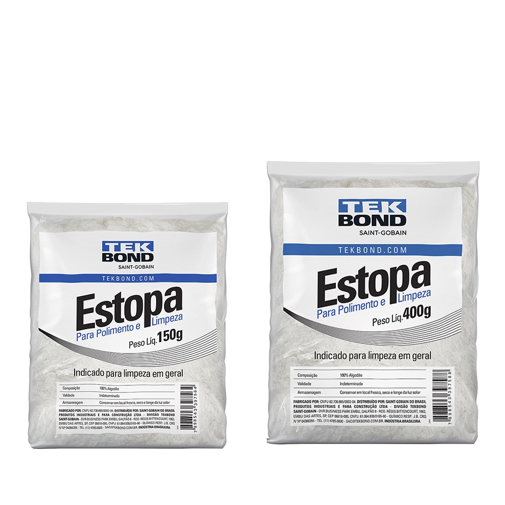 Estopa Para Polimento e Limpeza Branca 150/400g - Tekbond - Automobiles