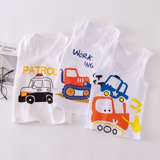 Crianças Menino Sem Mangas Camiseta De Algodão Animal Estudantil Clima Quente Roupa Esportiva Outwear