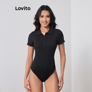 Lovito Body Casual Com Botão Liso Para Mulheres LBL07158