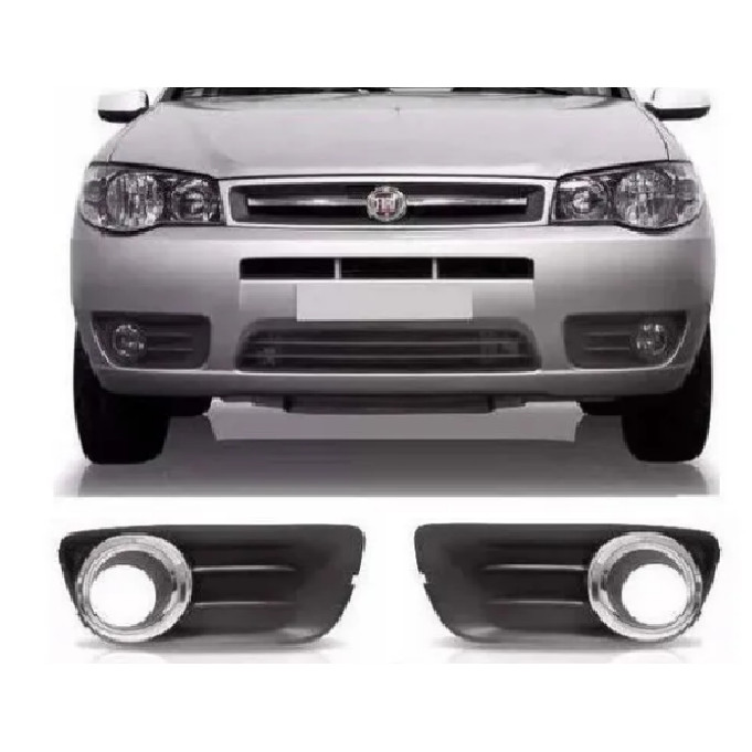 Grade Moldura Milha Palio G3 10 11 12 C/Furo Cromado