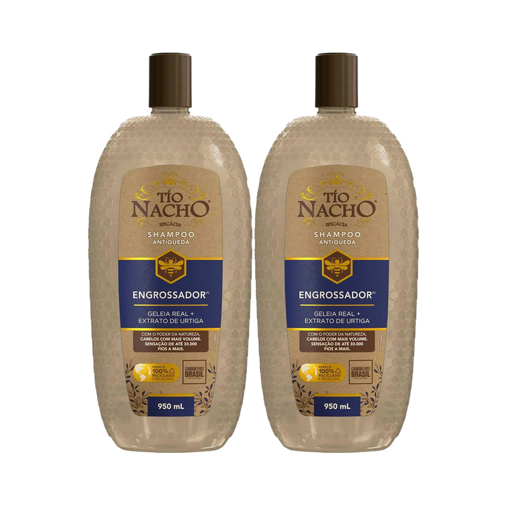 KIT C/2 SHAMPOO ENGROSSADOR ANTIQUEDA TIO NACHO 950ML - Beauty