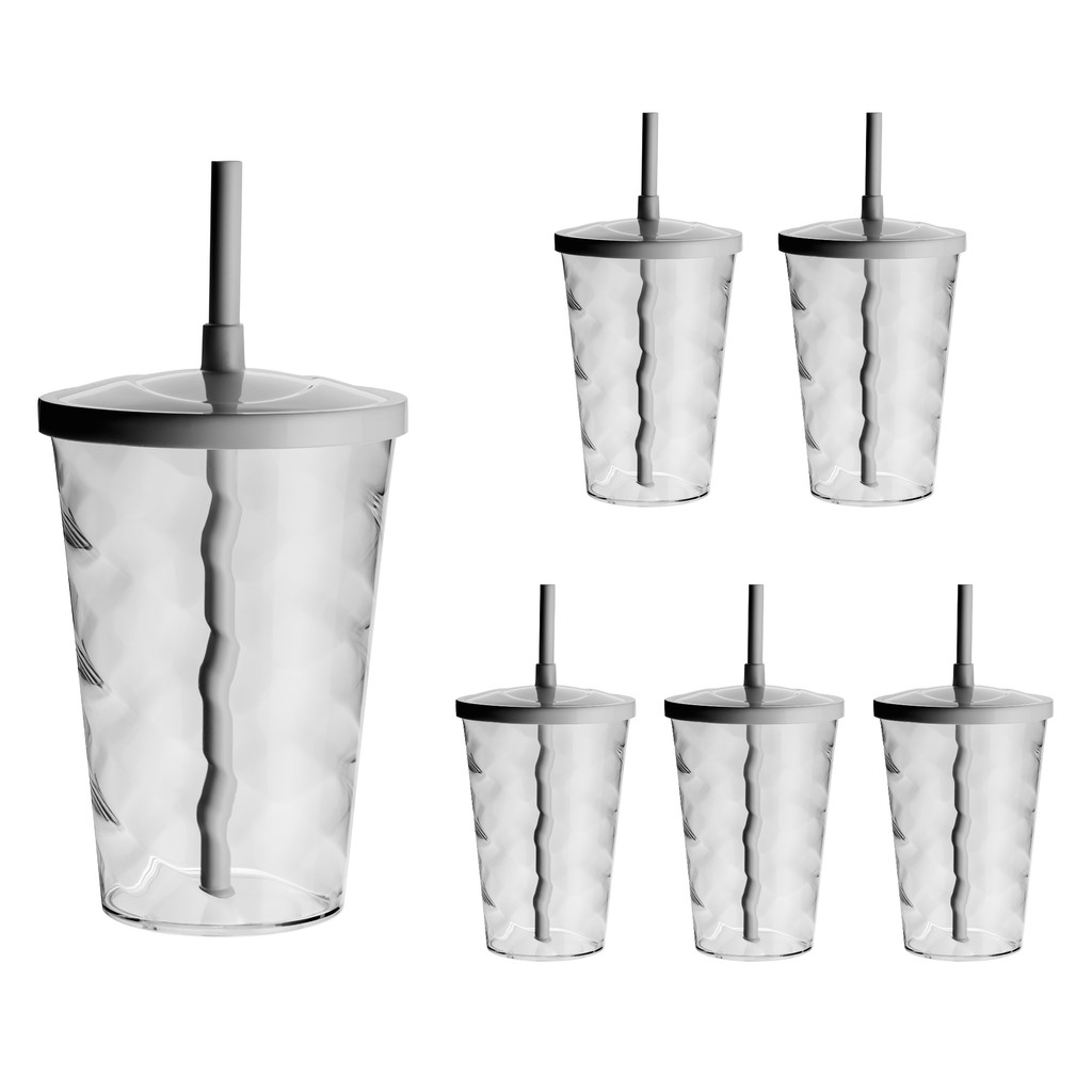 Copo Acrílico com Canudo 700ml 6pcs Copo Para Milk Shake Resistente