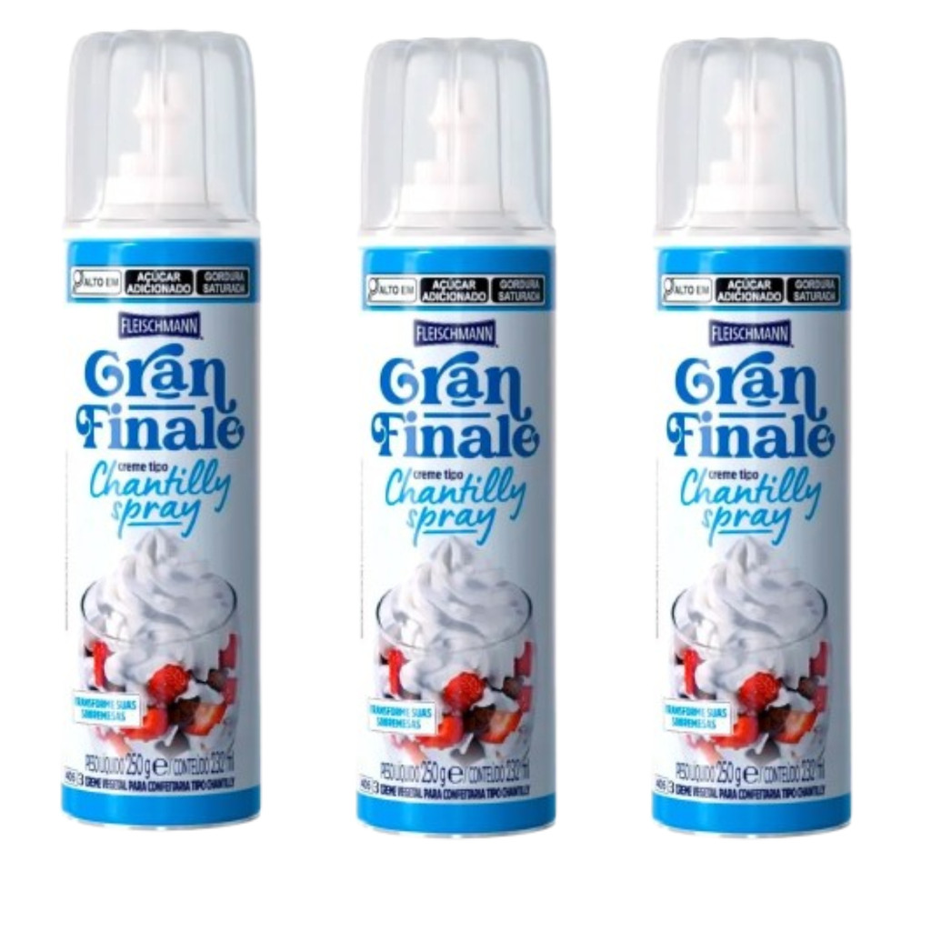 Kit 3 Un Creme Chantilly Spray Fleischmann Gran Finale 250g