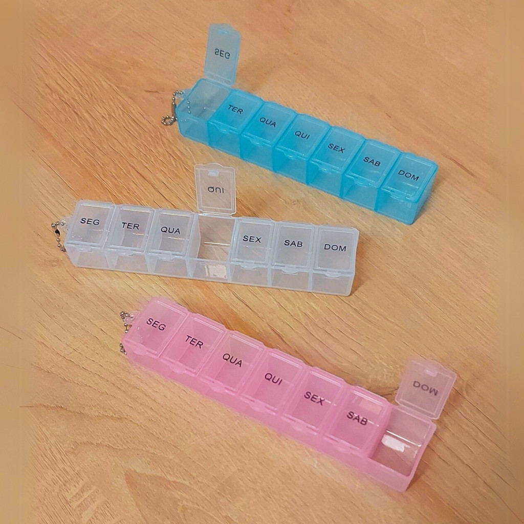 Kit com 2 ou 3 Porta Comprimido Semanal Organizador De Remédios 7 dias Cada em Oferta na Shopee
