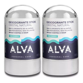 Kit 2 unidade desodorante Alva 60g Sem Aluminio, 24h com Perfume em Oferta na Shopee