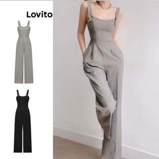 Lovito Macacão Elegante Com Botões Lisos Para Mulheres L74ED213 (Multicolorido) em Oferta na Shopee