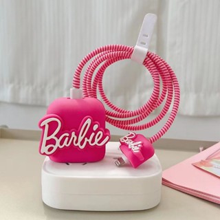 Nova Capa Protetora Do Carregador De silicone Macio Barbie Powder cartoon Para iphone14 13 11 12 18w-20w De Carga Rápida