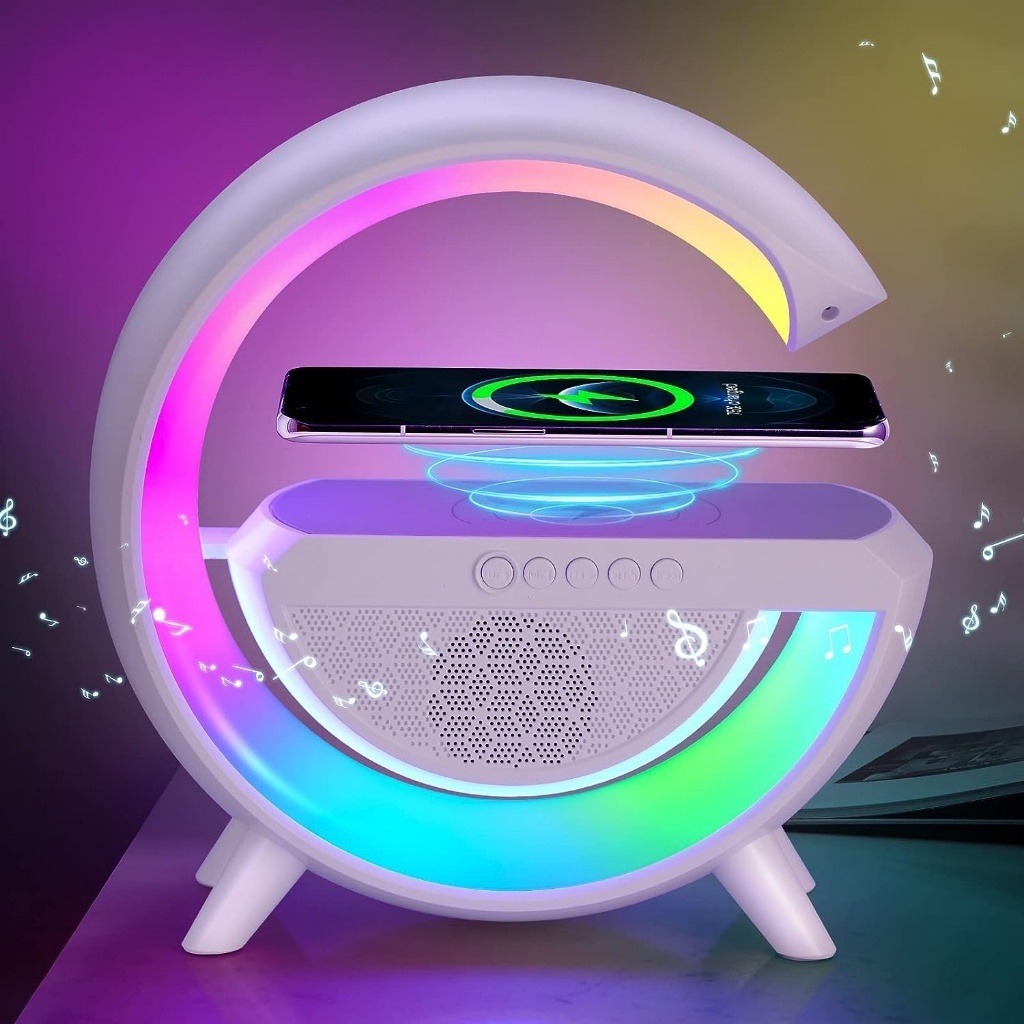 Caixa de Som G-Speaker Carregador Sem Fio Bluetooth RGB Lâmpada De Mesa LED Atmosfera