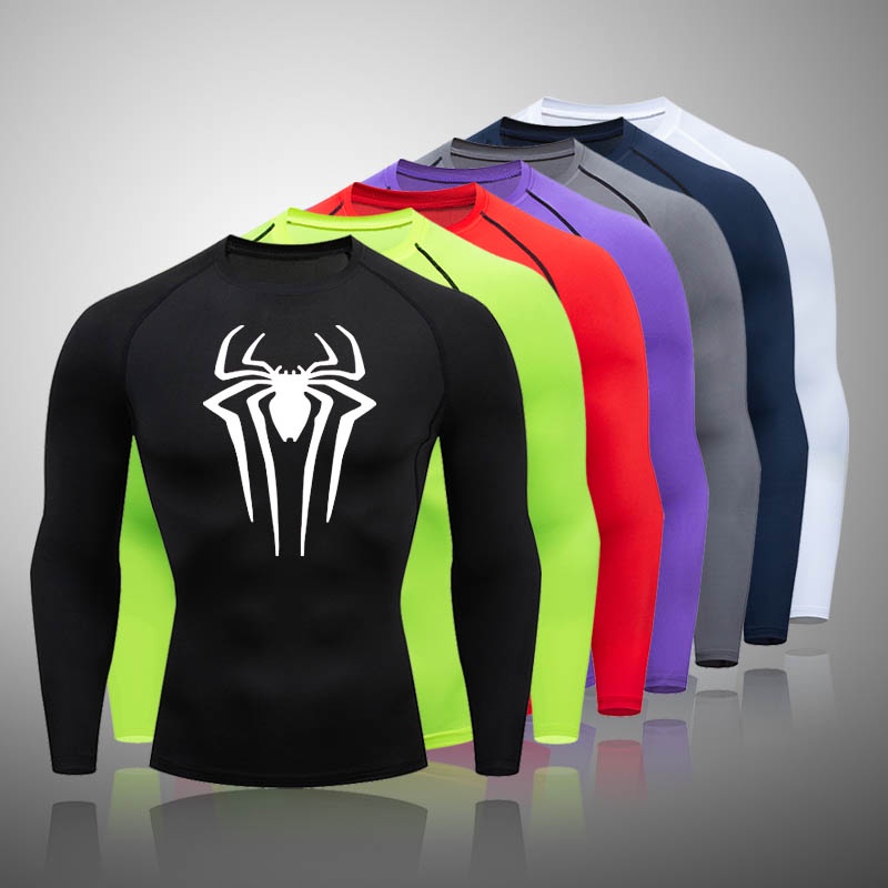 Camiseta Esportiva De Compressão Masculina Proteção Solar Camisa De Manga Longa Ginásio Treino Secagem Rápida Respirável