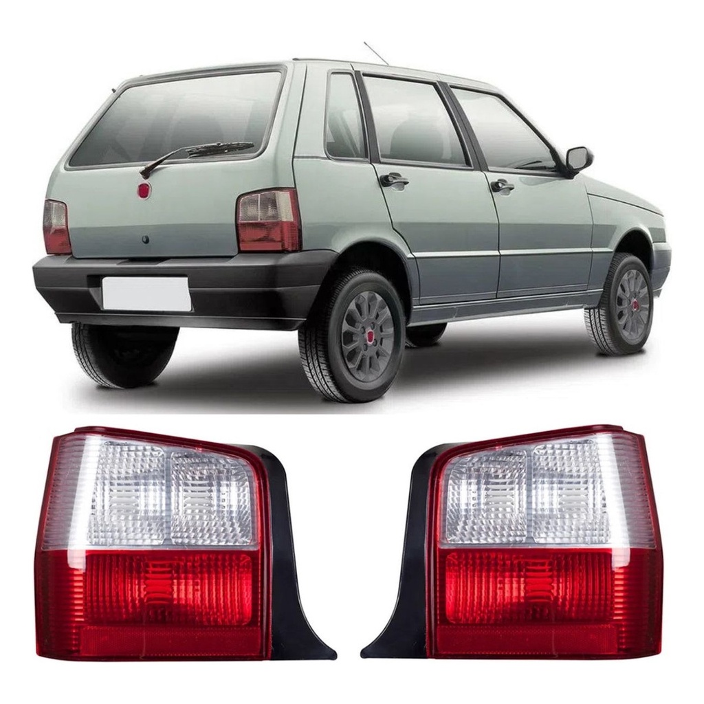 Par Lanternas Traseiras Fiat Uno Fire 2004 A 2013 Cristal Acrilico