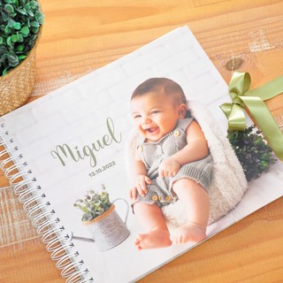 Álbum Fotos do Bebê Recém Nascido Personalizado c/ Foto na Capa + 2 Páginas Internas Personalizadas