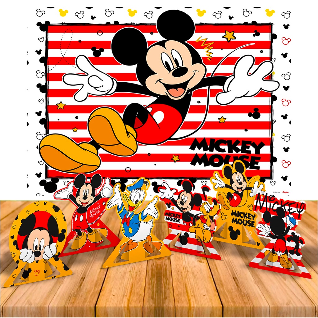 Kit Festa Mickey Mouse Decoração Painel Gigante + 6 Display em Oferta na Shopee