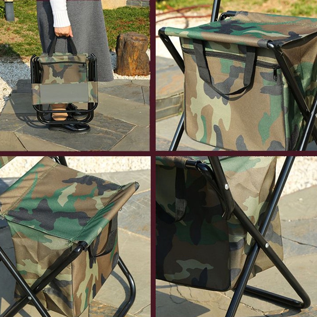 Cadeira Bolsa 2 Em 1 Camuflada Banquinho Pesca Dobravel Camping Pescaria Fila Piquenique Praia Banqueta Multiuso 2 Em 1 Portatil