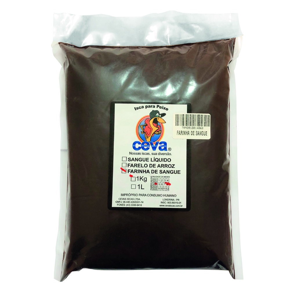 Farinha de Sangue Bovino 1kg para Ceva e Massas Cevador Hidrossemeador Atrativo