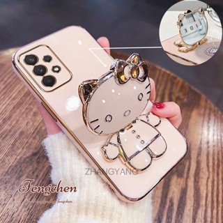 Caixa De Silicone Samsung A33 A53 A73 TPU Capa Macia 3D Cute Cat Bracket Phone Case Anti-Gotas Câmera Cobertura Total