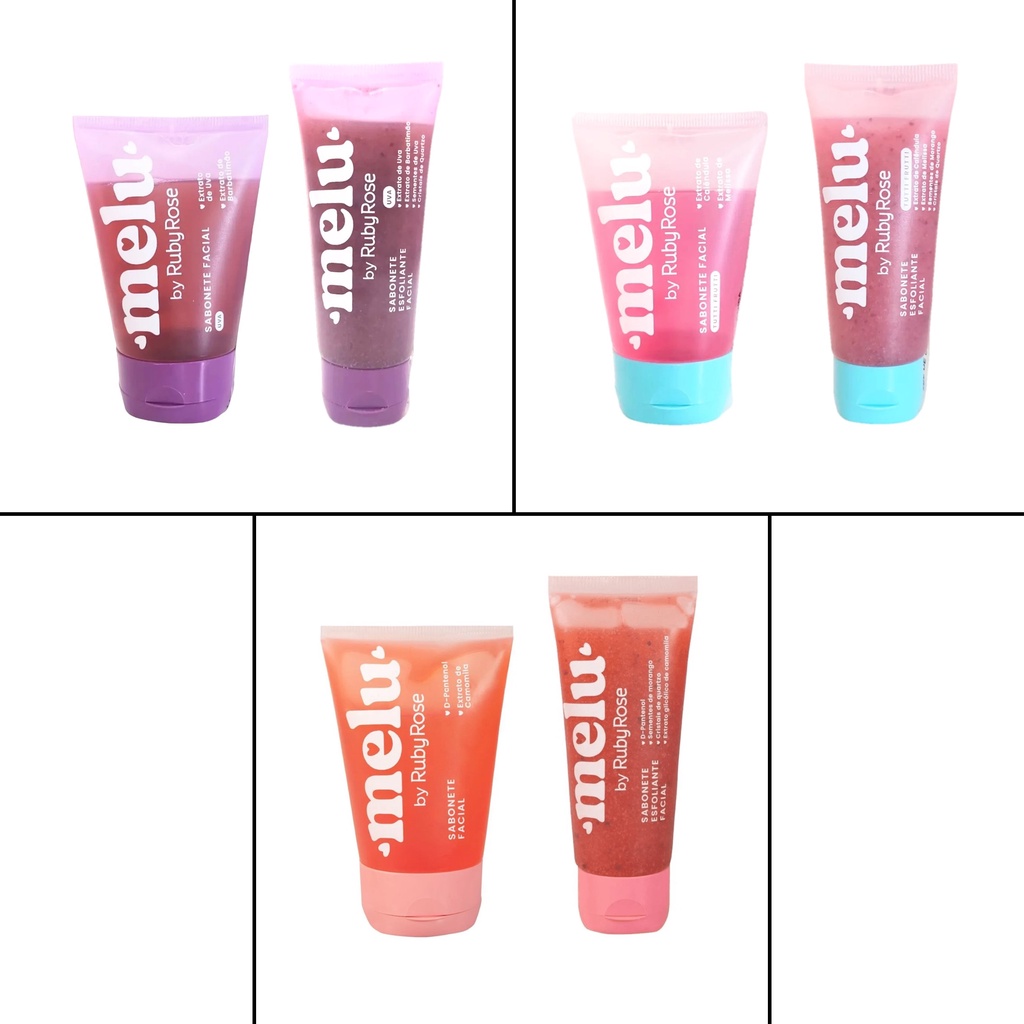Kit Sabonete Facial + Sabonete esfoliante Melu by Ruby Rose