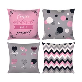 Kit 04 Capas de Almofada Decorativas Modern Pictury Começe Acreditando que É Possível promoção