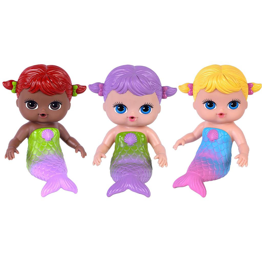 Boneca Sereia Acqua Marina Boneca Ruiva Loira Cabelo Roxo Negra Fofinha Em Vinil Macio Divertida Para Criancas Infantil - Super Toys