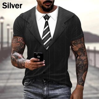 Camiseta Estilo Fato De Moda Masculina Impressão 3D Casual Engraçada Manga Curta Com Gola Redonda