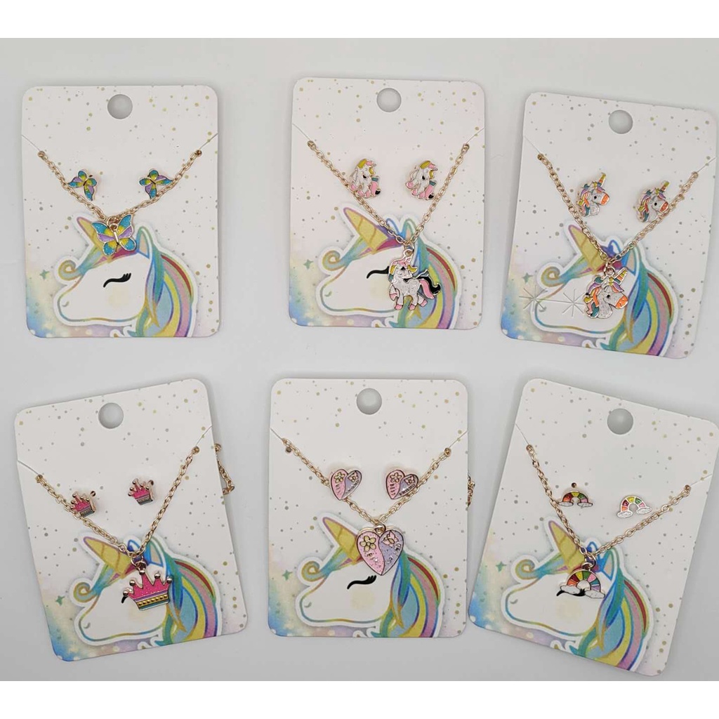 KIT 4  CARTELA DE Colar +Brinco Conjunto Infantil Criança Menina Bijuteria Ideal Para Revenda Lembrancinha