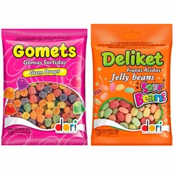 Kit com 2 pacotes da Bala Gomets e Deliket Jelly Beans Ácidas - Dori