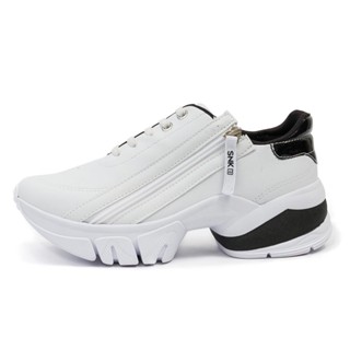 Tênis Feminino Casual Ramarim Chunky Sneaker Branco Plataforma Tenis com Zíper Lateral e Cadarço Calce Fácil 2374104 Original Com Nota Fiscal e Garantia