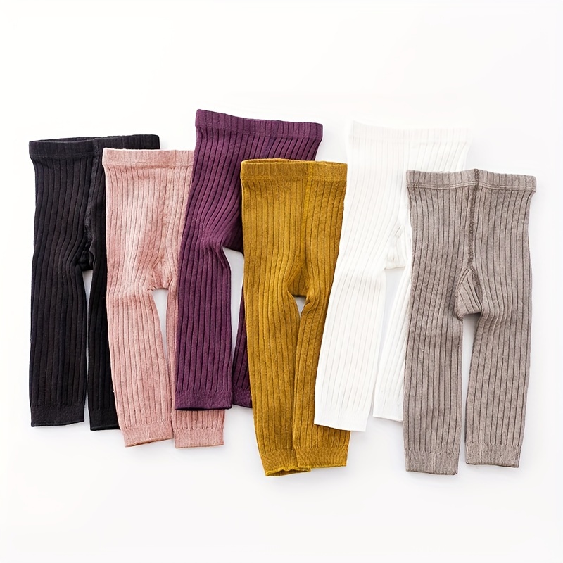 Leggings Infantis Para Bebês De 0 A 4 Anos , Agulha Dupla De Algodão Penteado Com Nervuras , Calça De Malha Macia Roupas