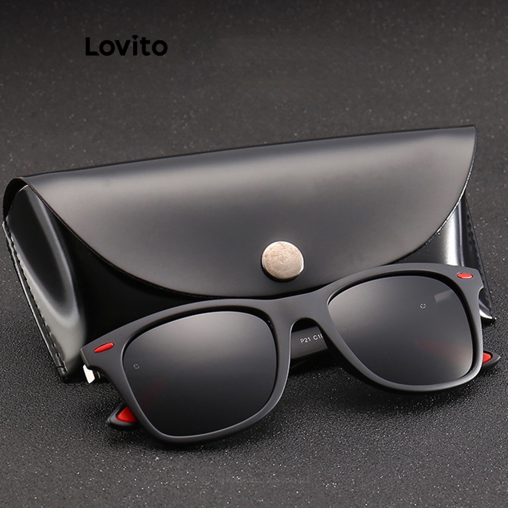 Lovito Óculos De Sol Básicos Simples E Elegantes Para Mulheres LFA05064 (Preto)