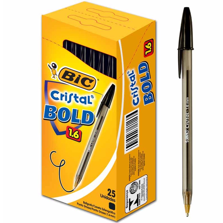 Caneta Bic Cristal Bold 1.6 Preto 4639 Bic - 25UN