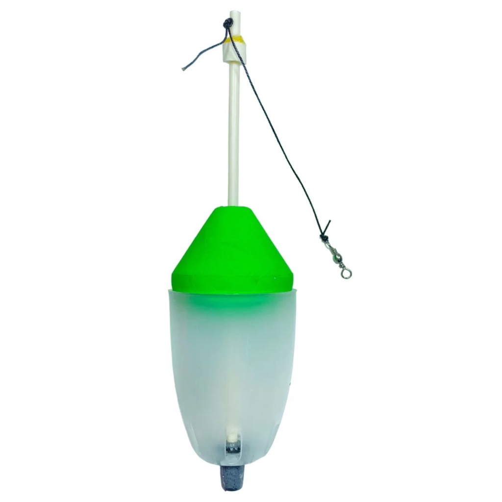 Boia Barão Cevadeira Super Tamba 55g 22cm Ideal Para Pesca Em Pesqueiros Rios e Lagos - Verde C/ Copo Branco