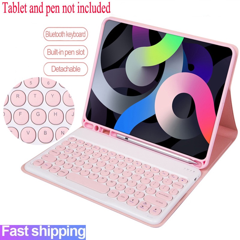 Capa de teclado para Samsung Galaxy Tab S6 Lite 10.4 2020 2022 2024 A7 A8 A9 Plus S9 S9 FE 10.9 Rodada chapéu sem fio Bluetooth Teclado mouse Capa Casos