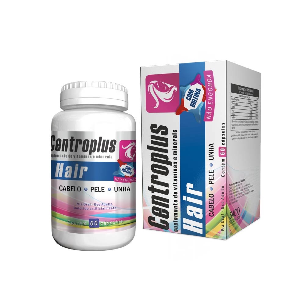 Hair Centroplus Cabelos Pele e Unha Com Biotina Não Engorda