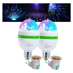 2x Lâmpada Led Colorida Giratória Iluminação Festa Boate Dj
