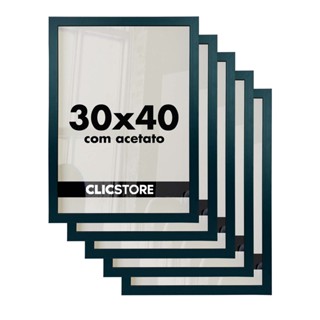 Kit 5 Moldura 30x40 Foto Quadro Parede Acetato Poster Porta Retrato Diplomas Certificado Fotografia Madeira Cartazes MDF