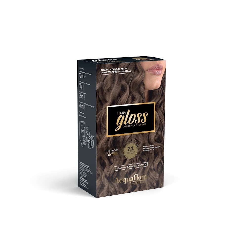 Tintura Acquaflora Hidra Gloss 7.1 Louro Natural Acinzentado em Oferta na Shopee