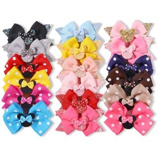 6pcs/set Clipes De Cabelo Shinny Para Meninas Bebês Lindos Laços Boutique Ponytail Holder Kids Hair Accessories
