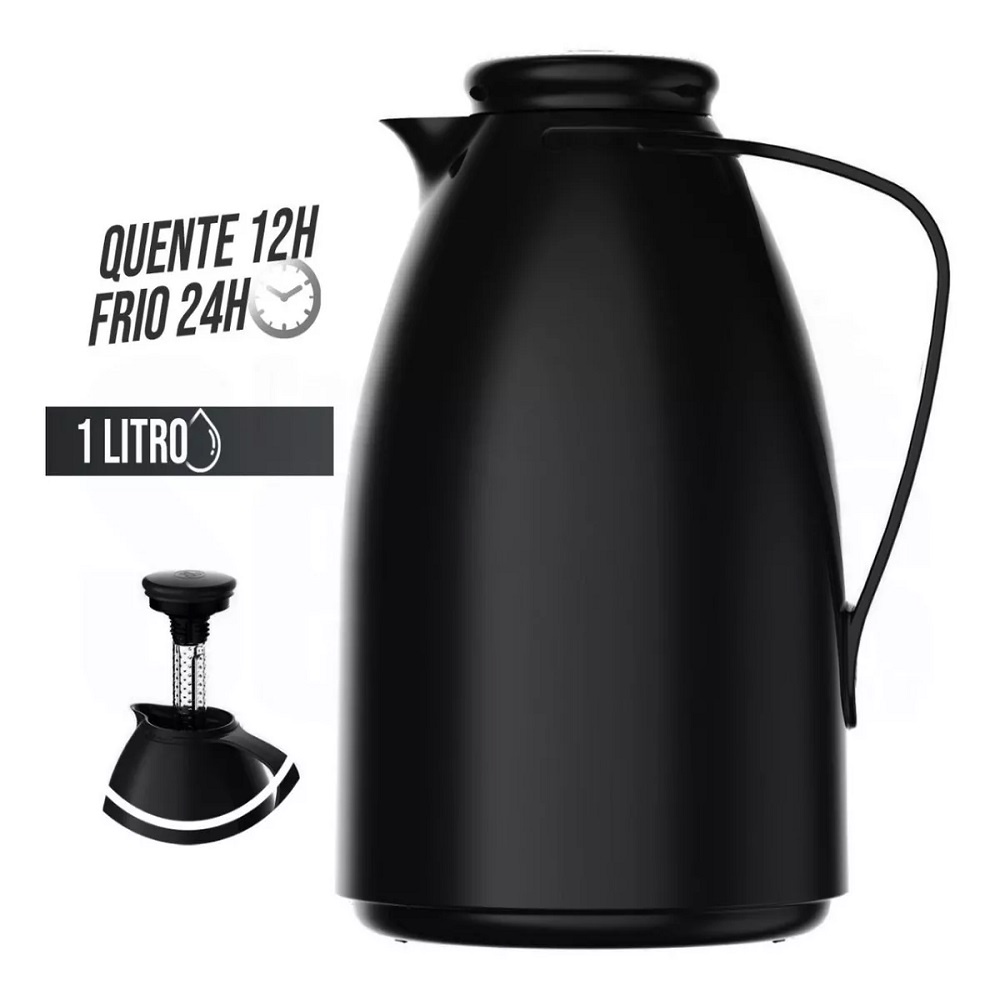 GARRAFA BULE TERMICO LUNA PRETO 1L COM INFUSOR 3903EPRT - 57231