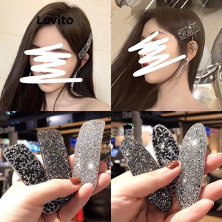 Lovito Grampos De Cabelo Elegantes De Strass Lisos Brilhantes Em Grupo Feminino Para Mulheres LFA09705