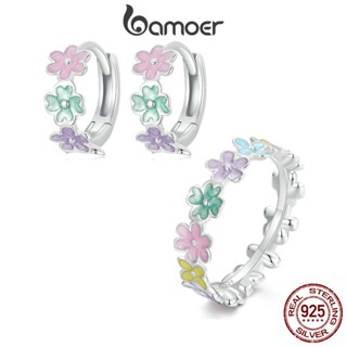 Brincos Bamoer 925 Sterling Sliver De Fita De Flor Para Mulheres
