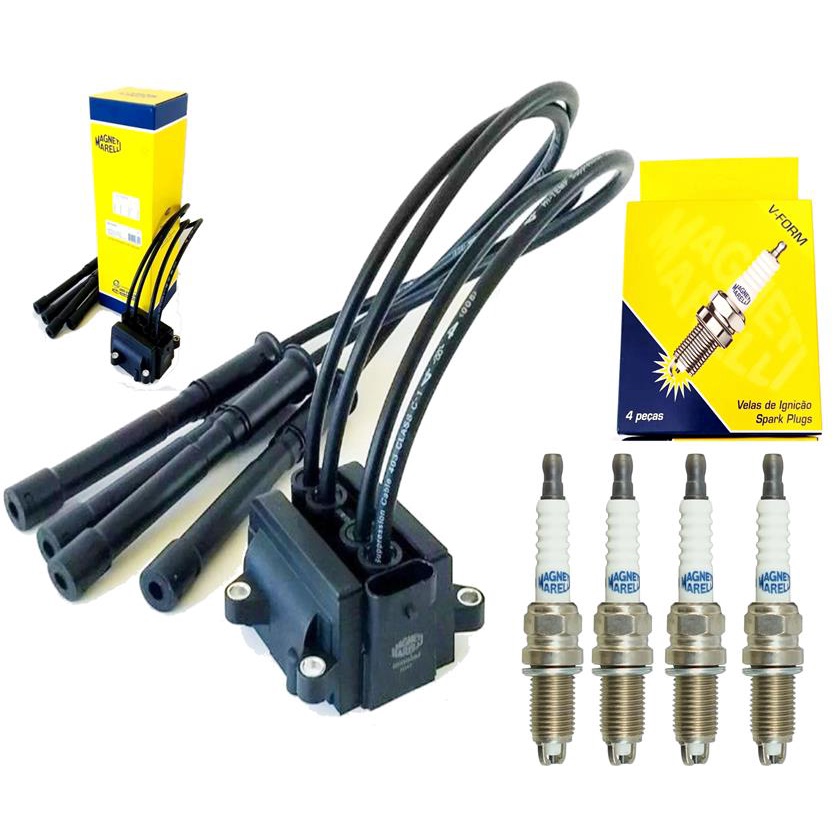 Kit Bobina E Jogo De Velas Clio Sandero Logan 1.0 16v Flex