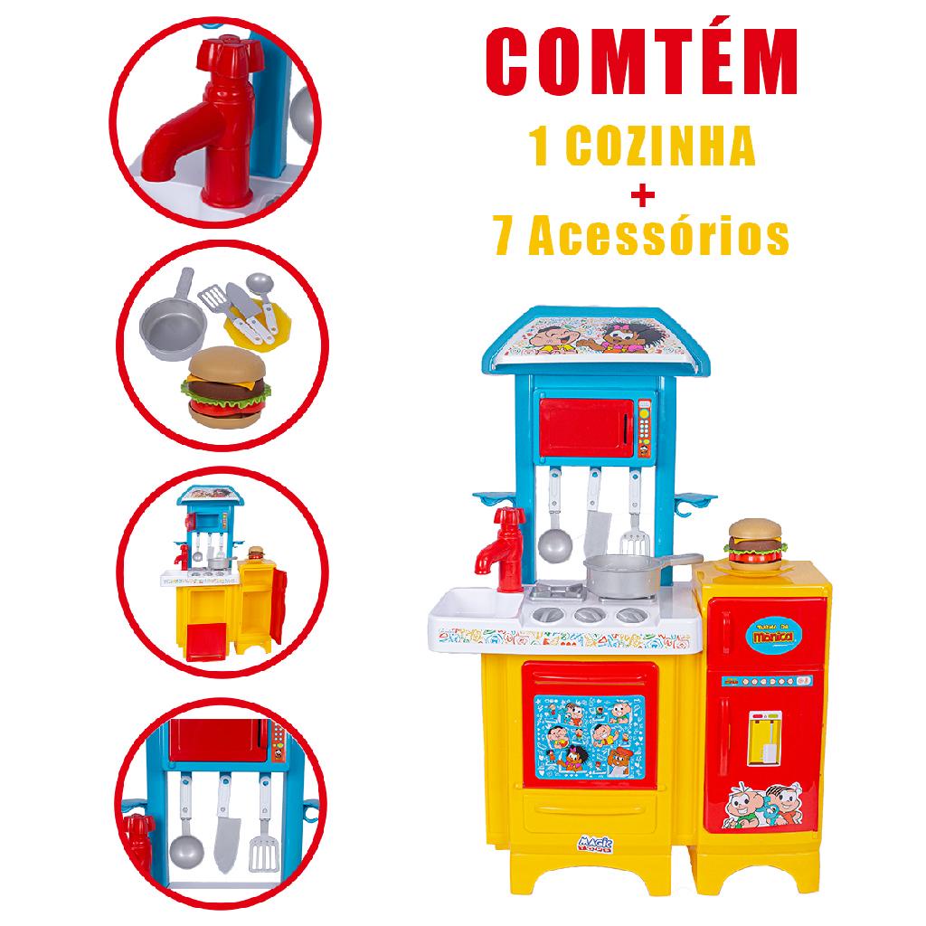 Cozinha Infantil De Brinquedo Completa Interativa Grande Geladeira Pia