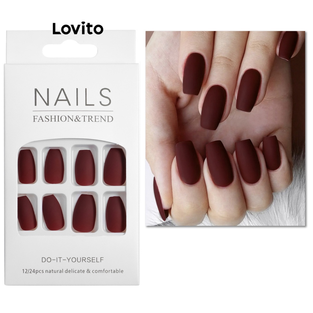 Lovito Casual Unha Postiça Feminina Simples Básica Aplicação por Fricção LFA11049 - Beauty