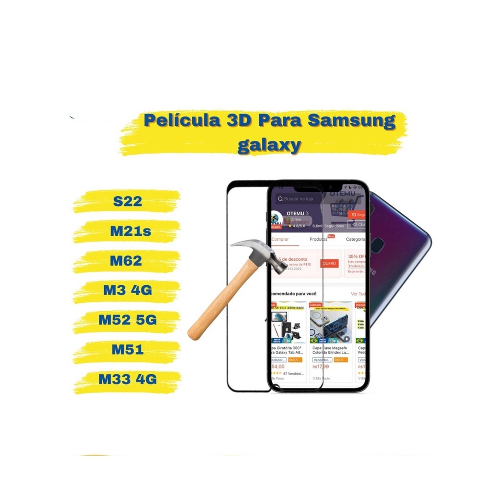 Película 3D Para Samsung Galaxy S22/M21s/M62/M3 4G/M52 5G/M51/M33 4G