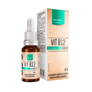 Vitamina B12 Gotas Metilcobalamina 413% VD - Limão Morango Frasco Suplemento Alimentar 100% Puro Vegana Nutrify