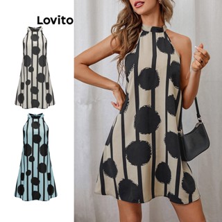 Lovito Vestido Boho com Babados em Forma de Gota para Mulheres LBE04097 (Caqui)