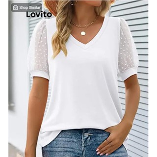 Lovito Blusa Casual Com Costura Em Tecido Liso Para Mulheres LNE44010