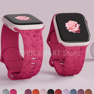Pulseira De Com Faixa De Flores Gravada Rosa Para Relógio Apple Ultra ultra2 IWatch Série 9 8 7 6 SE 5 4 3 49/45/44/42/41/40/38mm