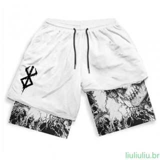 Anime Berserk Performance Shorts 3D Print Sport Running 2 Em 1 Ginásio Summer Training Men Sportwear 66126