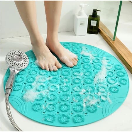 Tapete Antiderrapante Banheiro Box Banho Ventosas Massageador Bolinhas Cerdas Silicone Lim...
