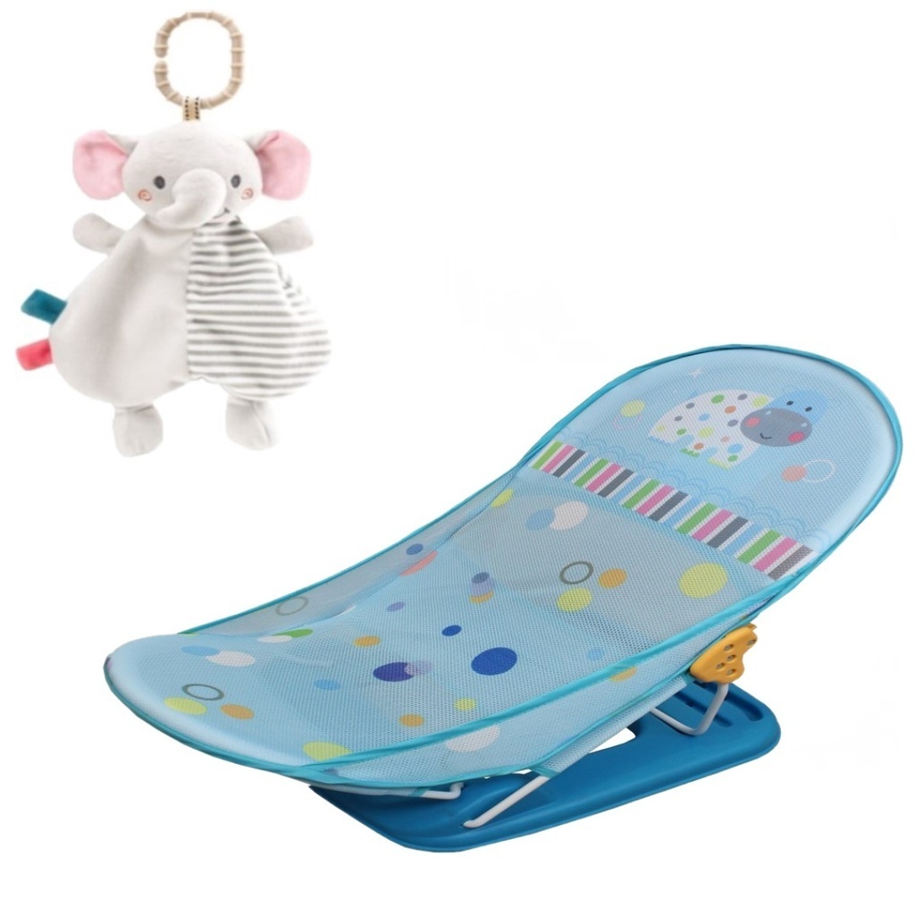 Cadeira Banheira Retrátil Infantil Azul + Nana Elefante Bebê